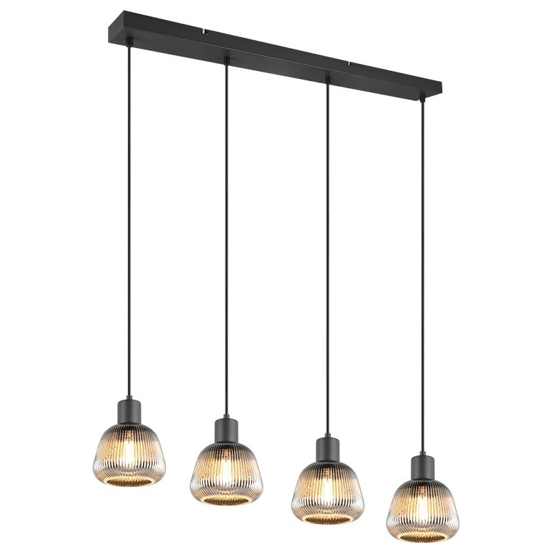 Lampa Wisząca Szklana Ryflowana Tarifa IV 90cm - Trio | Loft