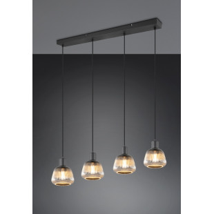 Lampa Wisząca Szklana Ryflowana Tarifa IV 90cm - Trio | Loft