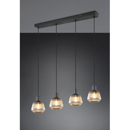 Lampa Wisząca Szklana Ryflowana Tarifa IV 90cm - Trio | Loft