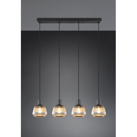 Lampa Wisząca Szklana Ryflowana Tarifa IV 90cm - Trio | Loft