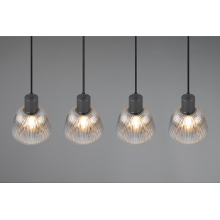 Lampa Wisząca Szklana Ryflowana Tarifa IV 90cm - Trio | Loft