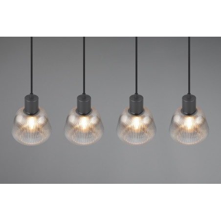 Lampa Wisząca Szklana Ryflowana Tarifa IV 90cm - Trio | Loft