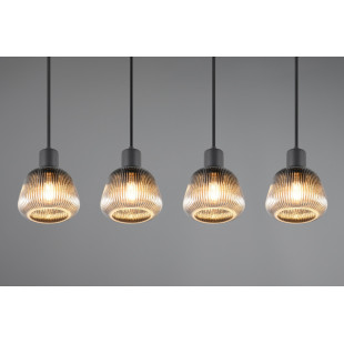 Lampa Wisząca Szklana Ryflowana Tarifa IV 90cm - Trio | Loft
