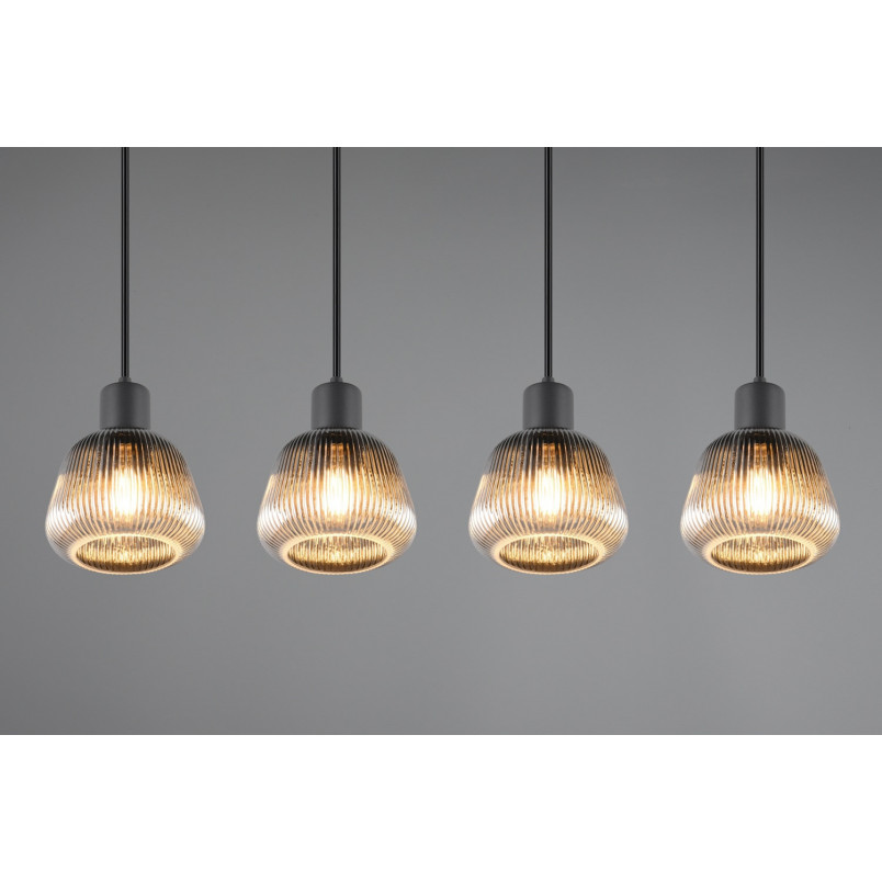 Lampa Wisząca Szklana Ryflowana Tarifa IV 90cm - Trio | Loft
