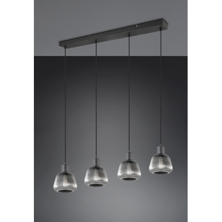 Lampa Wisząca Szklana Ryflowana Tarifa IV 90cm - Trio | Loft