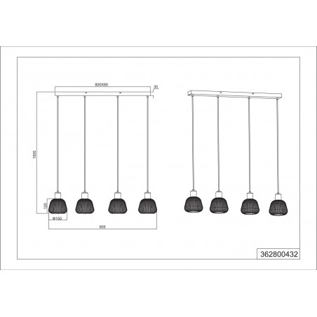 Lampa Wisząca Szklana Ryflowana Tarifa IV 90cm - Trio | Loft