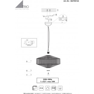 Lampa wisząca Svea | Trio | Japandi, 46cm, kremowa