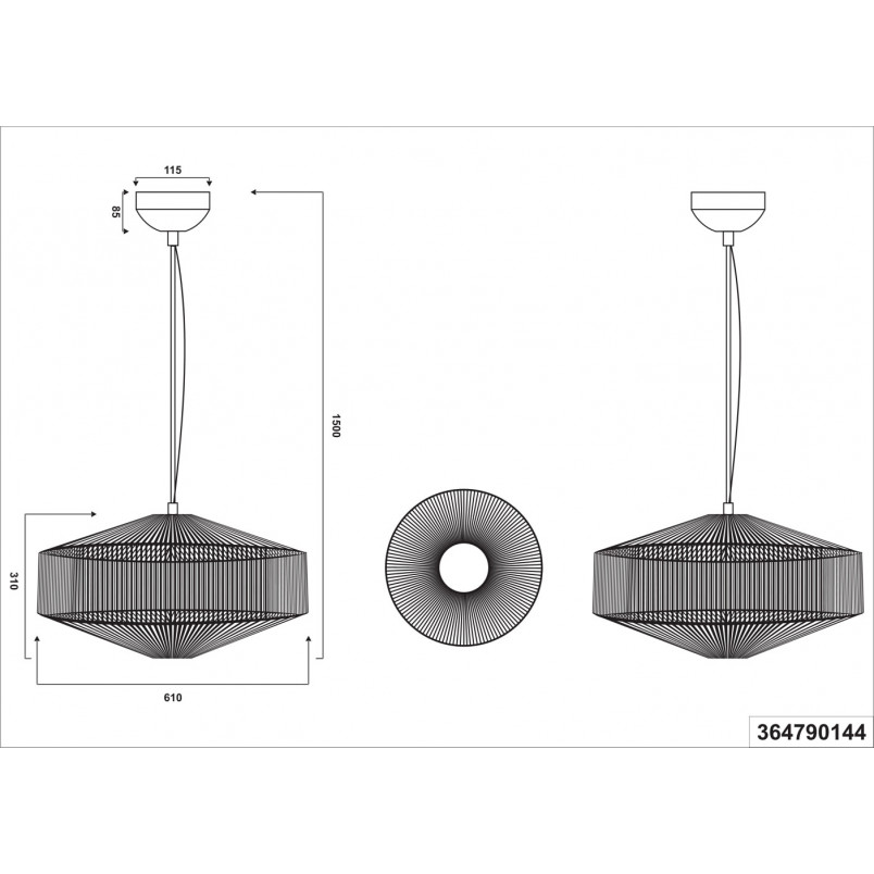 Lampa wisząca Svea | Trio - Japandi, sznurkowa, kremowa