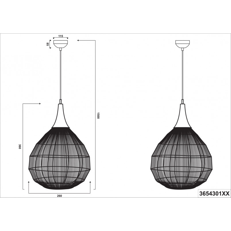 Lampa wisząca Soraya czarna - Trio | Styl orientalny
