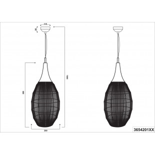 Lampa Wisząca Orientalna Soraya Slim Trio | Czarna, E27