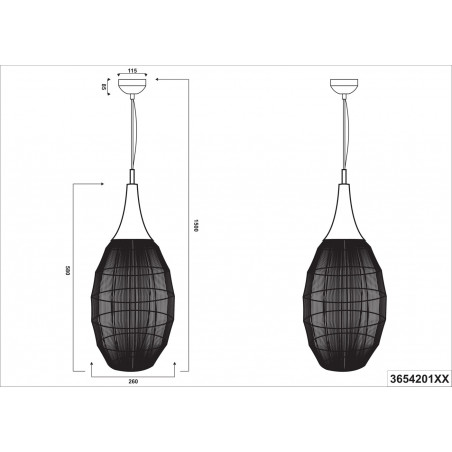 Lampa Wisząca Orientalna Soraya Slim Trio | Czarna, E27