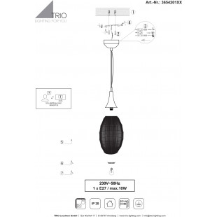 Lampa Wisząca Orientalna Soraya Slim Trio | Czarna, E27