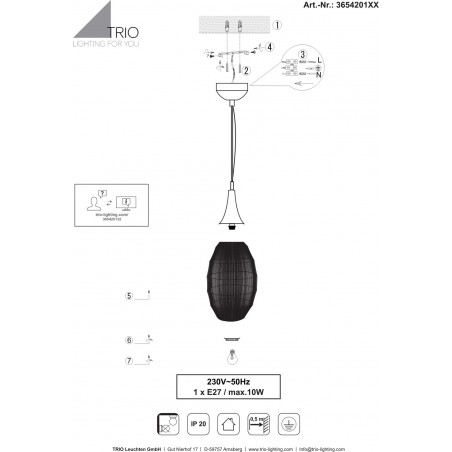 Lampa Wisząca Orientalna Soraya Slim Trio | Czarna, E27