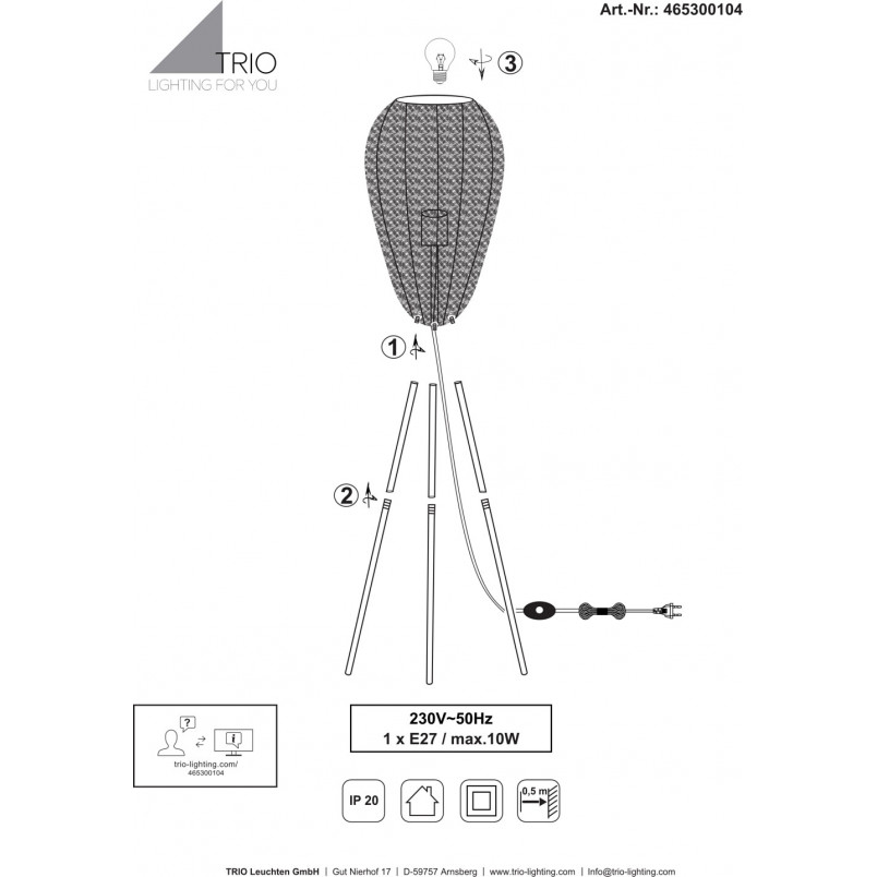 Lampa podłogowa Trio Ziva: Orientalny klimat w Twoim domu | Patyna