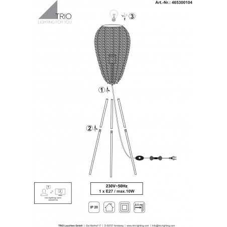 Lampa podłogowa Trio Ziva: Orientalny klimat w Twoim domu | Patyna