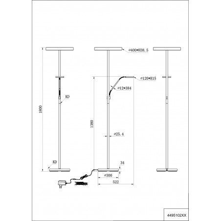 Lampa podłogowa złota Trio Willis LED | Regulacja światła