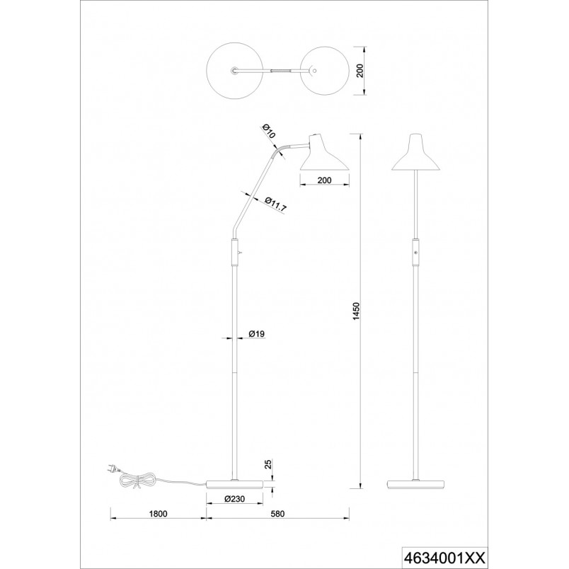 Lampa podłogowa Traveller szara Trio | Regulowany klosz | Skandynawski design