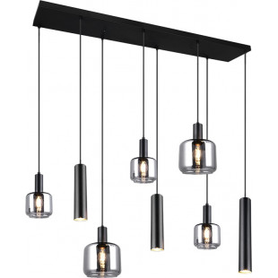 Lampa wisząca Mataro VIII | Trio - Szklana, czarna, loft