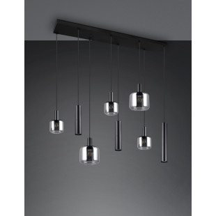 Lampa wisząca Mataro VIII | Trio - Szklana, czarna, loft