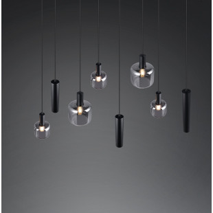 Lampa wisząca Mataro VIII | Trio - Szklana, czarna, loft