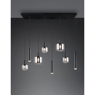 Lampa wisząca Mataro VIII | Trio - Szklana, czarna, loft