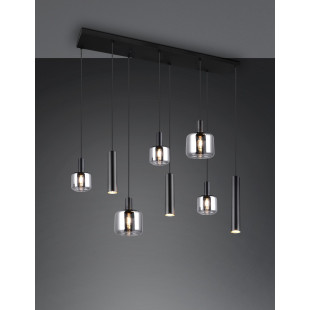 Lampa wisząca Mataro VIII | Trio - Szklana, czarna, loft