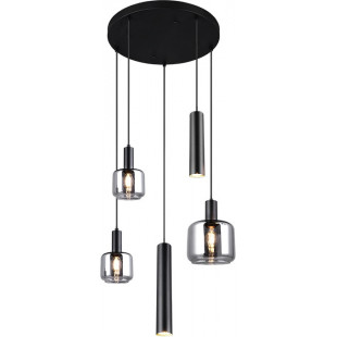 Lampa wisząca Mataro V - czarny szklany klosz | Trio