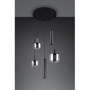Lampa wisząca Mataro V - czarny szklany klosz | Trio