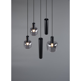 Lampa wisząca Mataro V - czarny szklany klosz | Trio