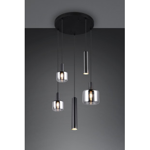 Lampa wisząca Mataro V - czarny szklany klosz | Trio