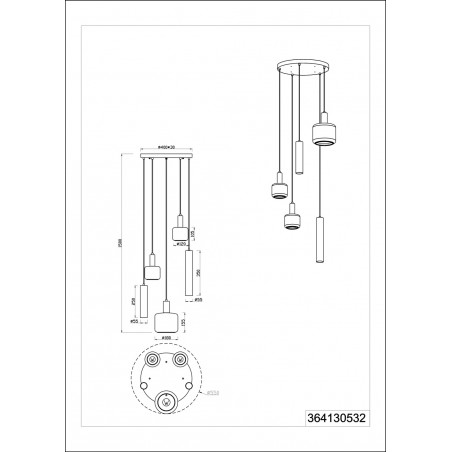 Lampa wisząca Mataro V - czarny szklany klosz | Trio
