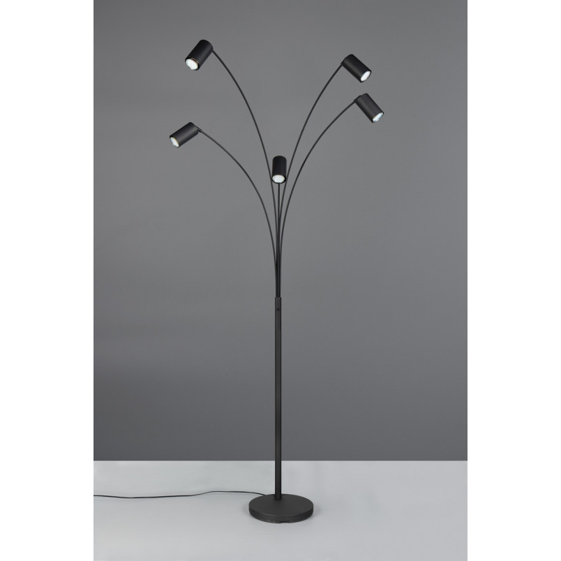 Lampa podłogowa Trio Marley | 5 punktów, czarny metal