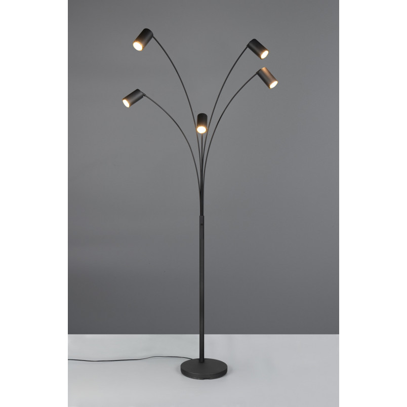 Lampa podłogowa Trio Marley | 5 punktów, czarny metal
