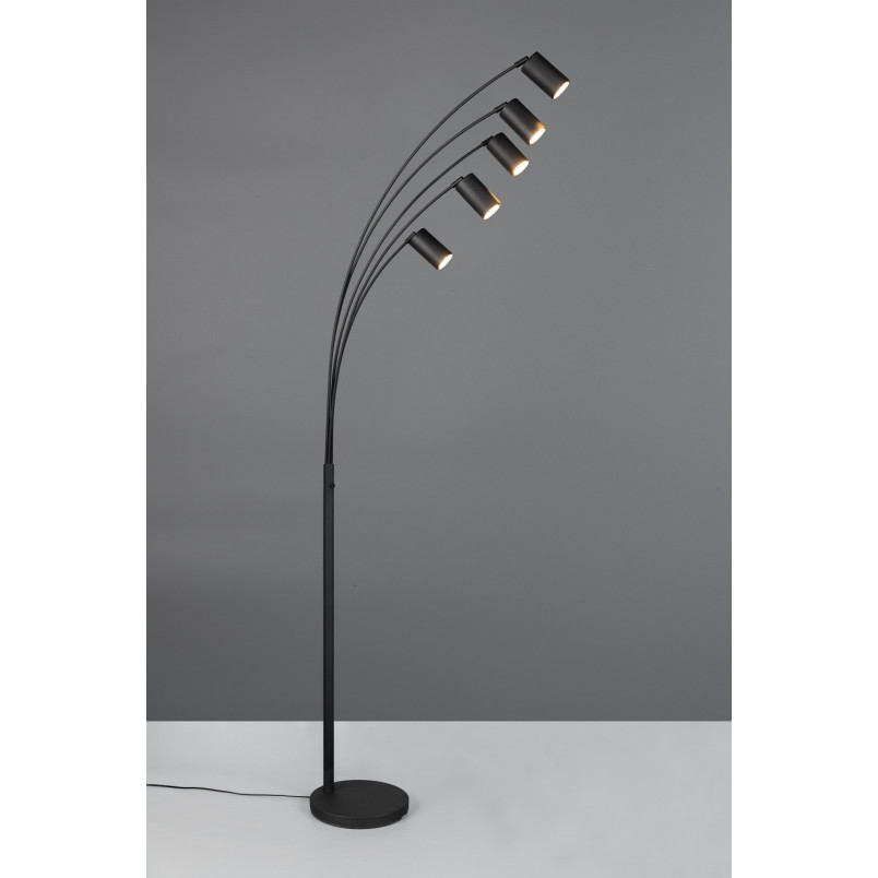 Lampa podłogowa Trio Marley | 5 punktów, czarny metal