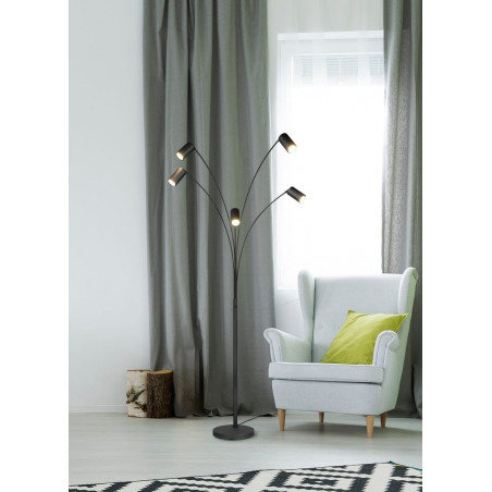 Lampa podłogowa Trio Marley | 5 punktów, czarny metal