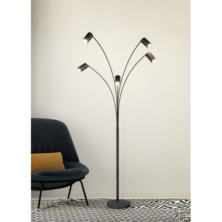 Lampa podłogowa Trio Marley | 5 punktów, czarny metal