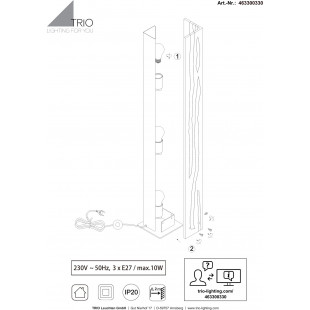 Lampa podłogowa drewniana Trio Karuni | Loft, 121cm