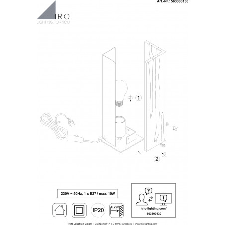 Lampa stołowa drewniana Trio Karuni | Loft 40cm