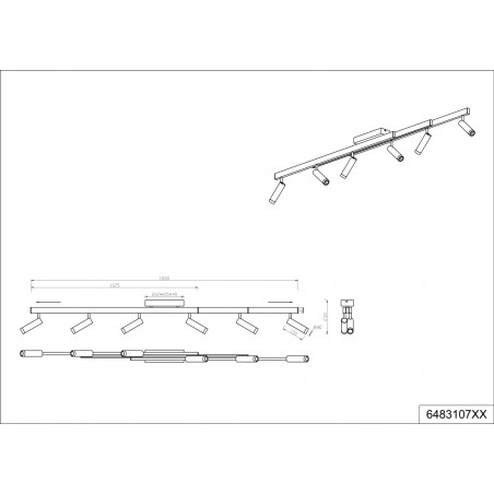Reflektor sufitowy LED Trio Zeno VI 180cm - Pilot i Ściemniacz