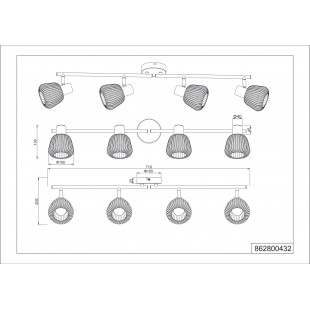Reflektor sufitowy Trio Tarifa IV | Loftowy design, szkło, 70cm