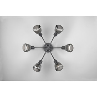 Plafon szklany Trio Tarifa 59cm | Loftowy design, szary/czarny