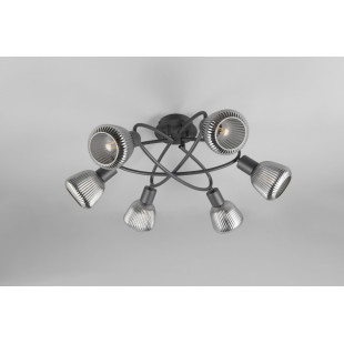 Plafon szklany Trio Tarifa 59cm | Loftowy design, szary/czarny