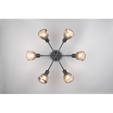 Plafon szklany Trio Tarifa 59cm | Loftowy design, szary/czarny
