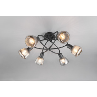 Plafon szklany Trio Tarifa 59cm | Loftowy design, szary/czarny