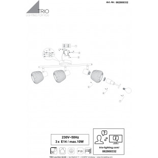 Reflektor sufitowy Trio Tarifa III | Loftowy design, szkło, 3 źródła