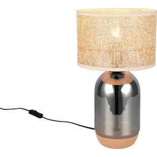 Lampa stołowa Tara Trio - chrom, szklana podstawa, pleciony klosz