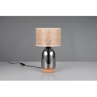 Lampa stołowa Tara Trio - chrom, szklana podstawa, pleciony klosz