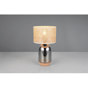 Lampa stołowa Tara Trio - chrom, szklana podstawa, pleciony klosz