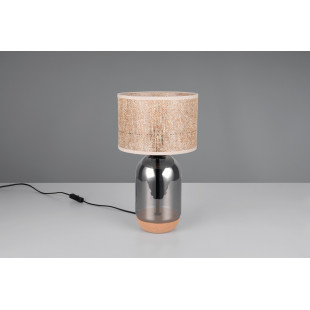 Lampa stołowa Tara Trio - chrom, szklana podstawa, pleciony klosz