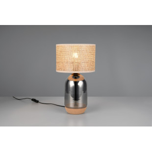 Lampa stołowa Tara Trio - chrom, szklana podstawa, pleciony klosz